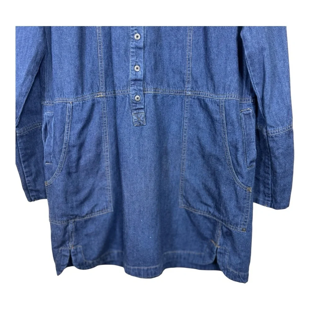 Free People Denim Shirt Dress Tunic Button Front Size Small - Picture 4 of 8